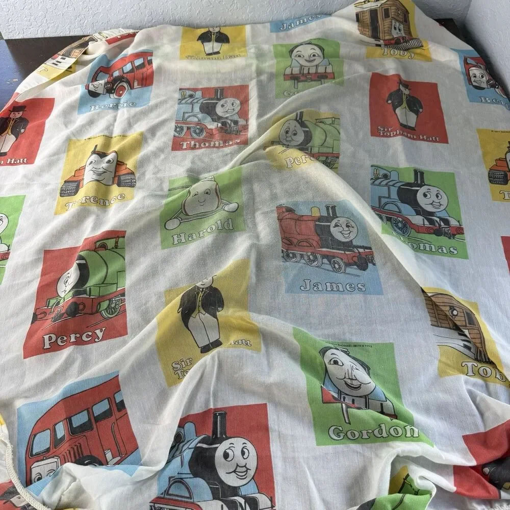 Vintage Thomas Train Bed Set 55”x40” Comforter Top & Fitted Sheets 1992 Britt
